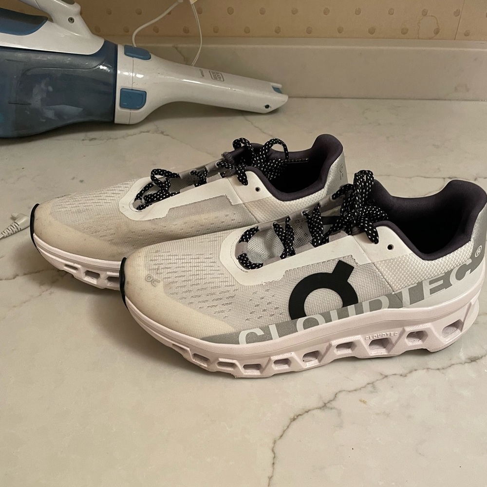 On Cloudmonster all white sneakers size 8.5